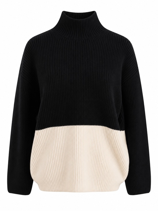 Mango Sweaters - Mango Black and Cream Turtleneck Sweater